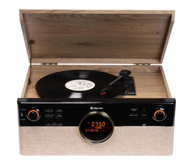 Denver Miniwieża Denver MRD-180 z gramofonem i radio DAB+/FM drewni - 1535052 - zdjęcie 3